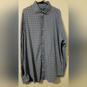 Peter Millar Shirt Men's XLarge Blue Plaid Crown Crafted Dress Button Up